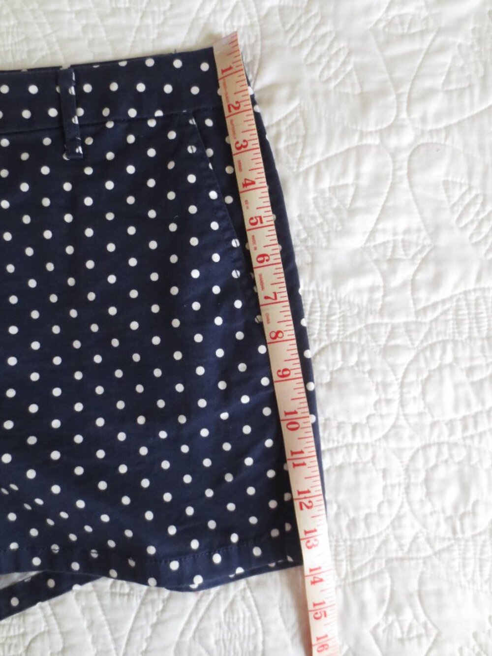 Retro Navy Blue & White Polka Dot Cotton Shorts - Picture 8 of 12